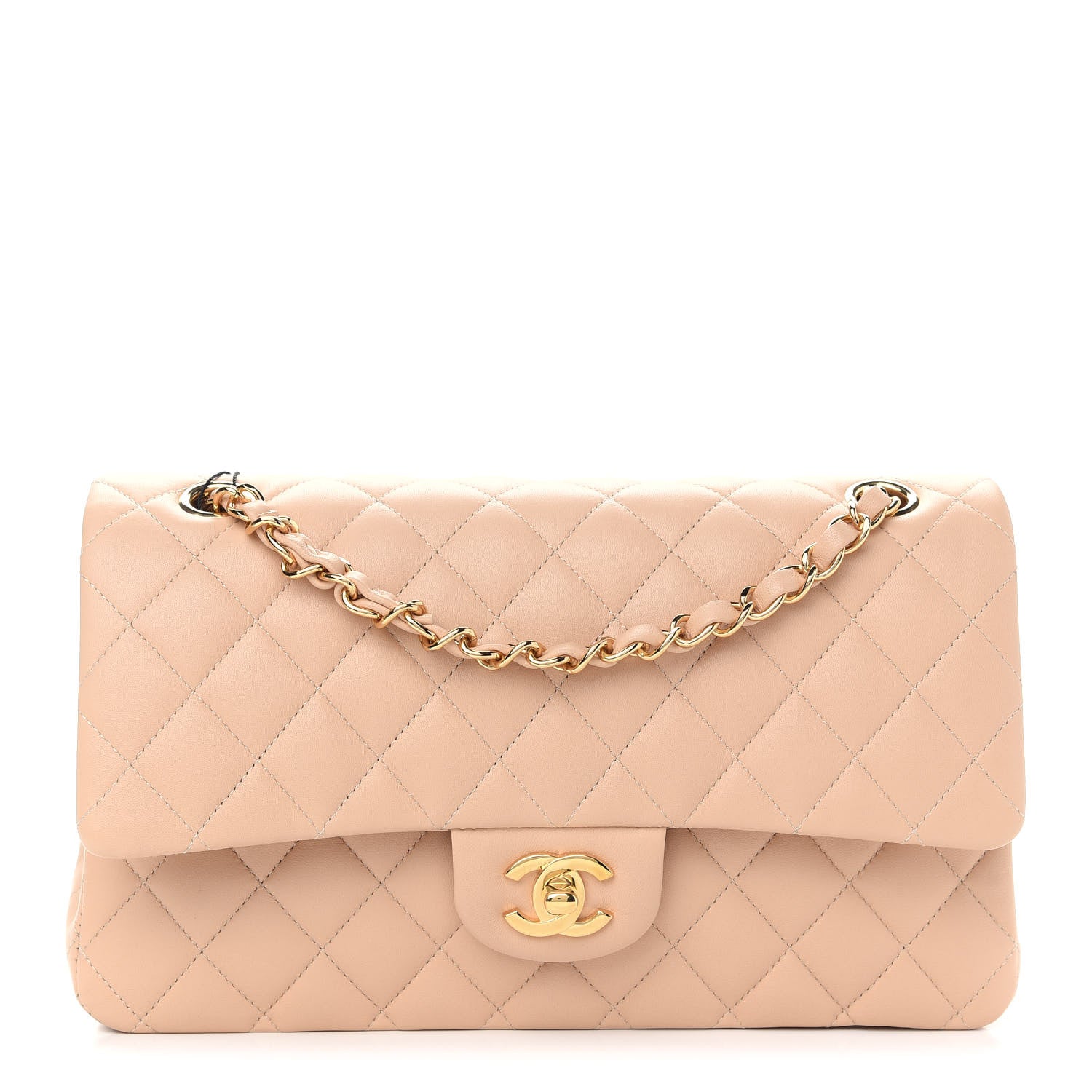 Chanel Lambskin Quilted Medium Double Flap Beige 1 of 9