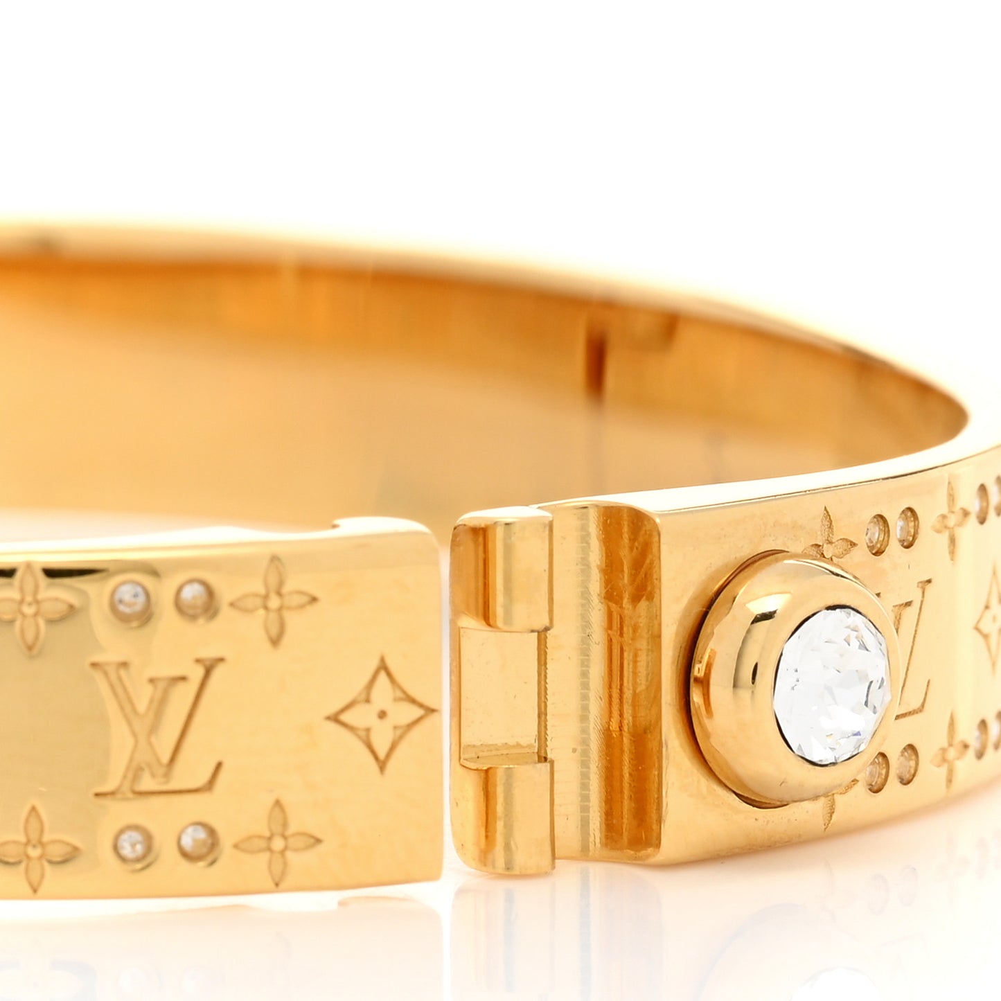 Brass Crystal Monogram Nanogram Strass Cuff S Gold