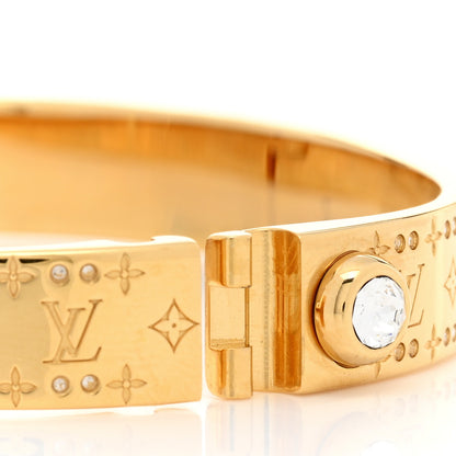 Louis Vuitton Brass Crystal Monogram Nanogram Strass Cuff S Gold 6 of 6