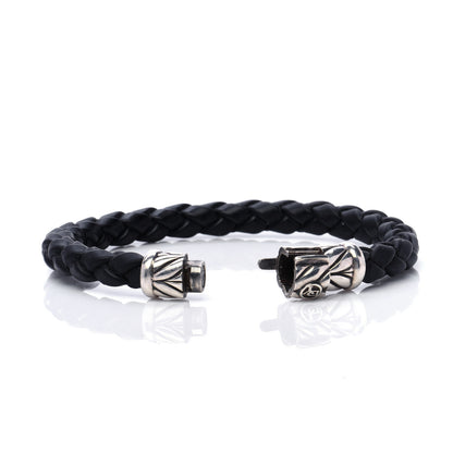 David Yurman Sterling Silver Rubber 8mm Chevron Weave Bracelet Black 4 of 5