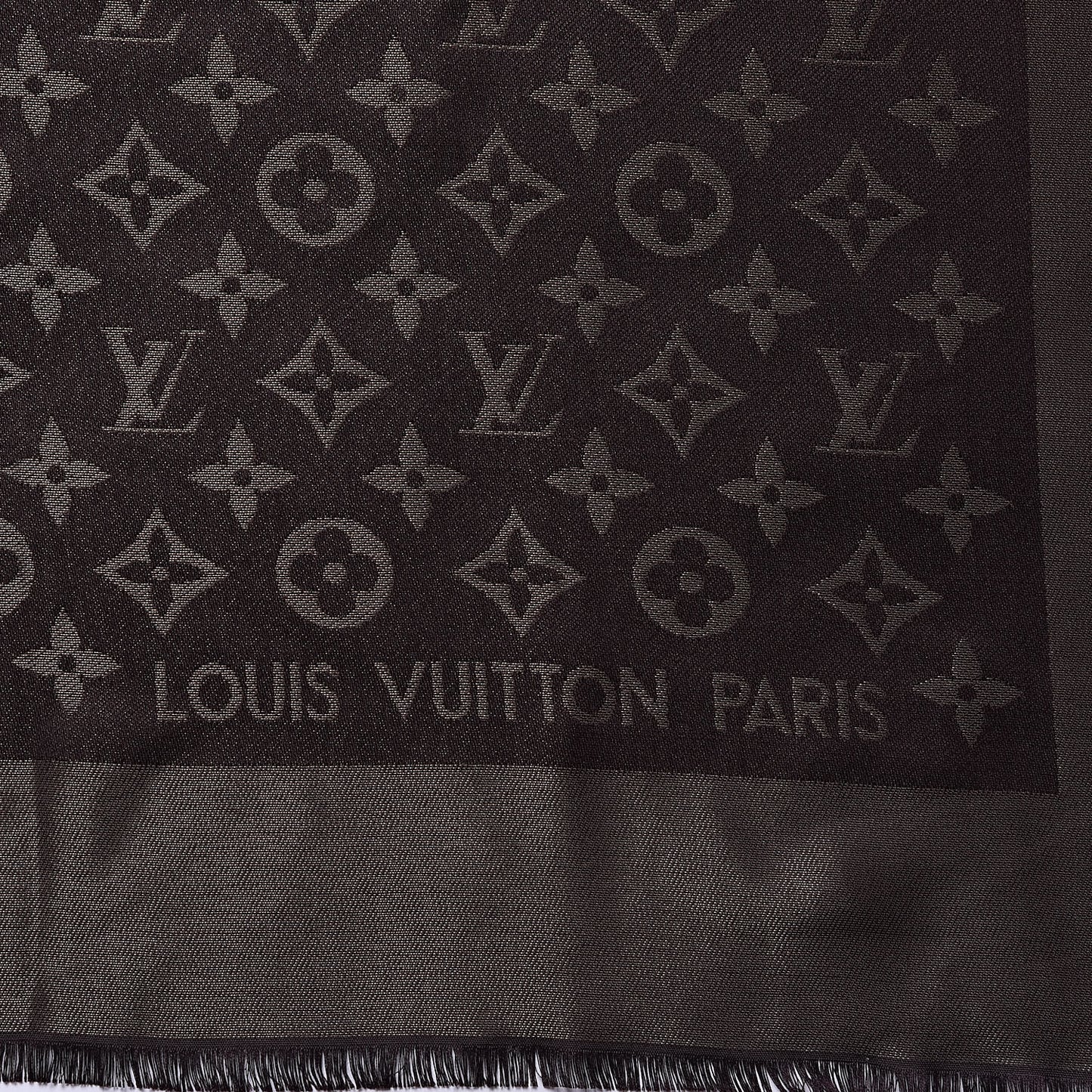 Silk Lurex Wool Monogram Shine Shawl Brown