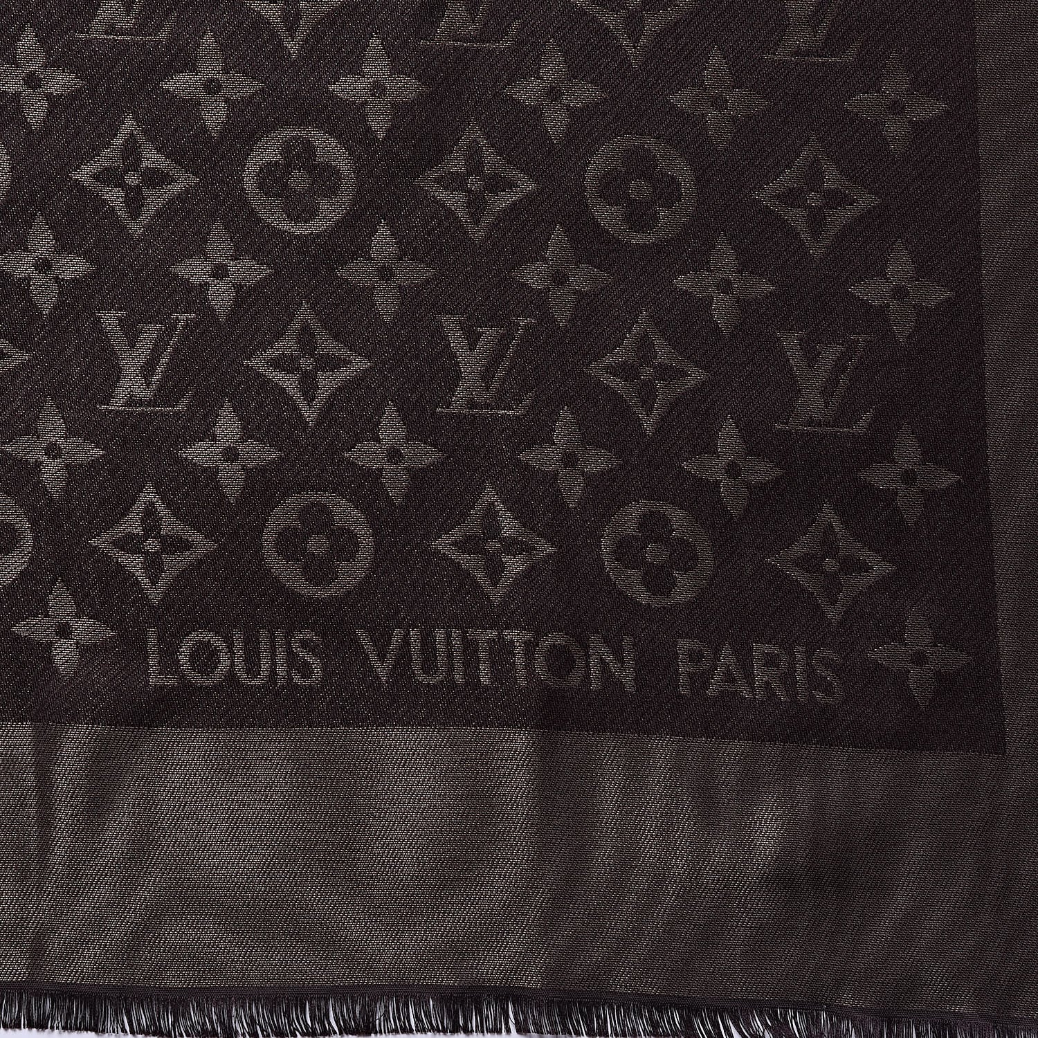 Louis Vuitton Silk Lurex Wool Monogram Shine Shawl Brown 3 of 5
