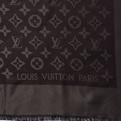Louis Vuitton Silk Lurex Wool Monogram Shine Shawl Brown 3 of 5