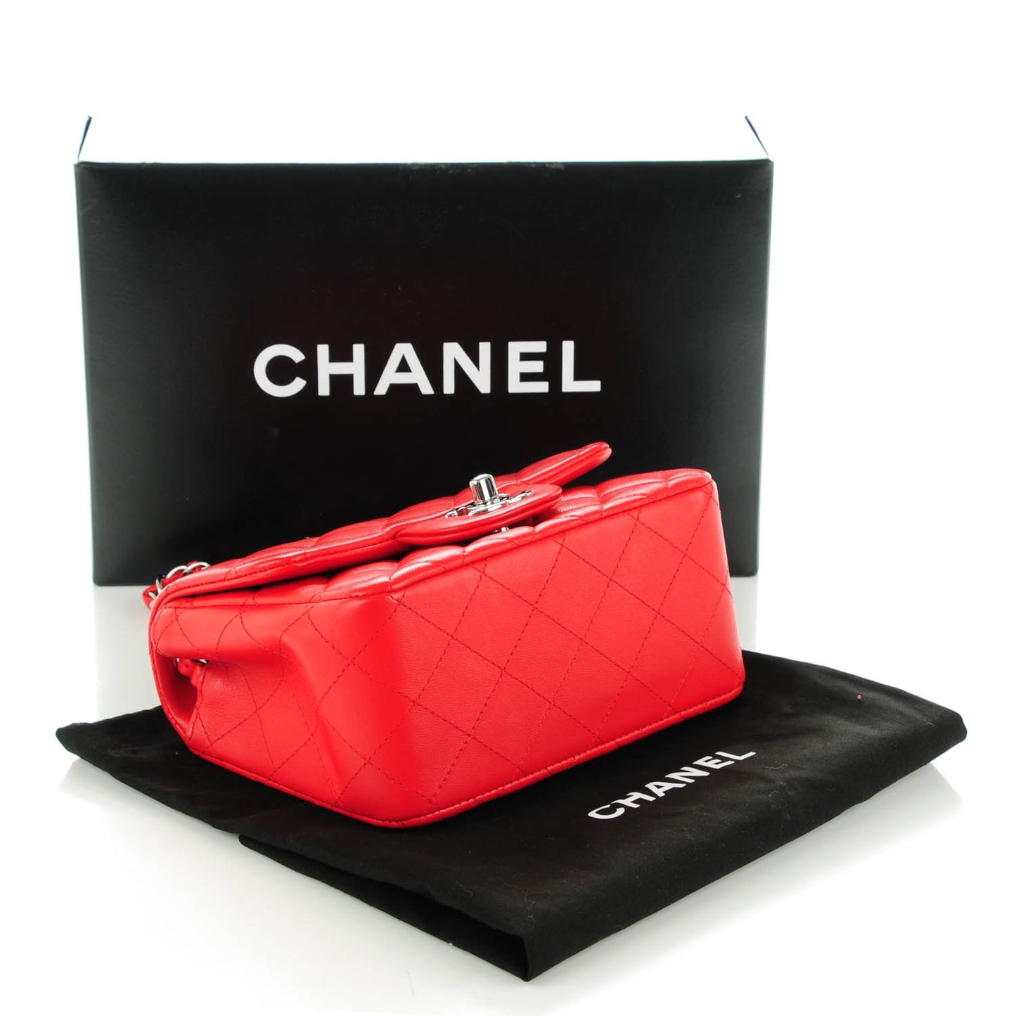Lambskin Quilted Mini Square Flap Red