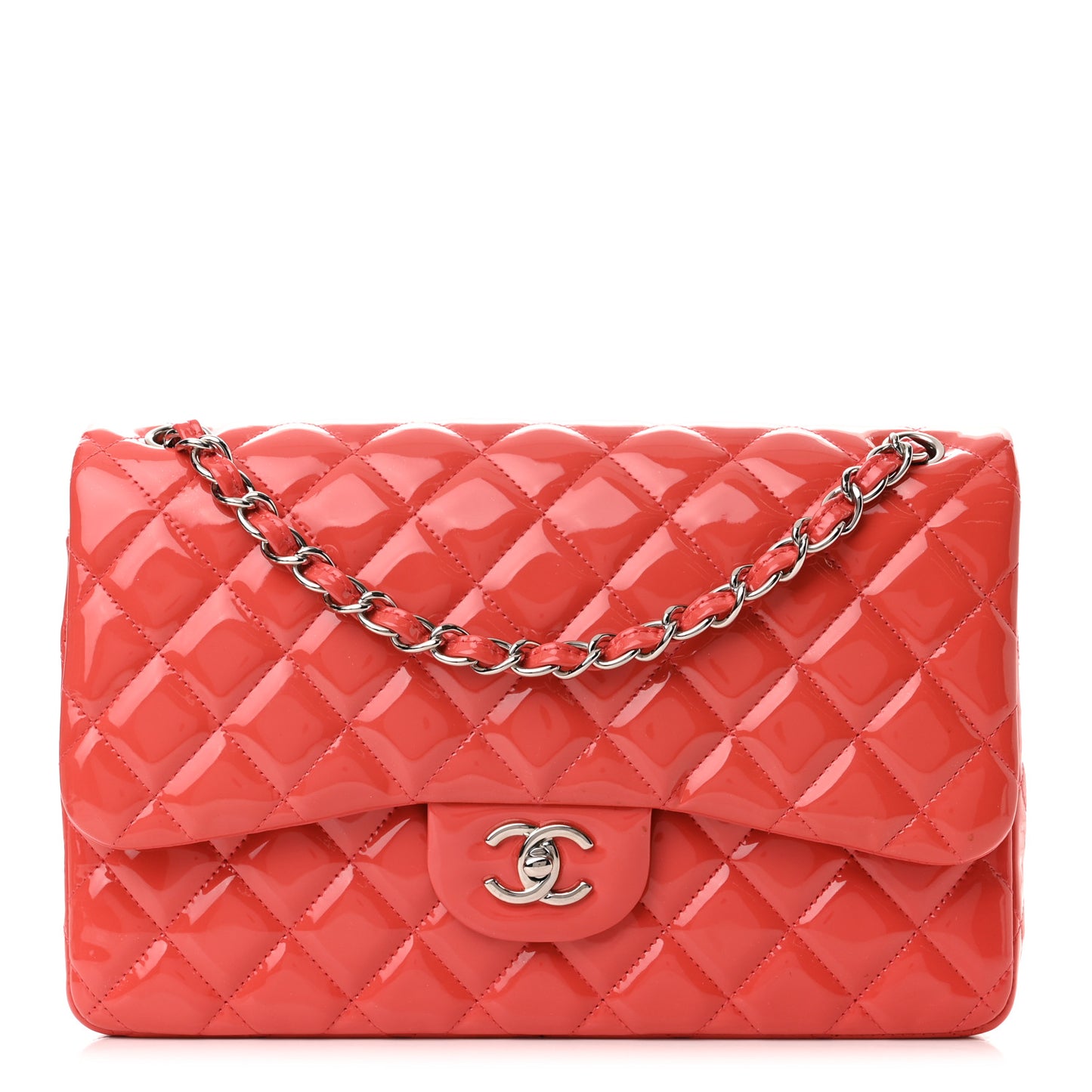 Patent Quilted Jumbo Double Flap Coral