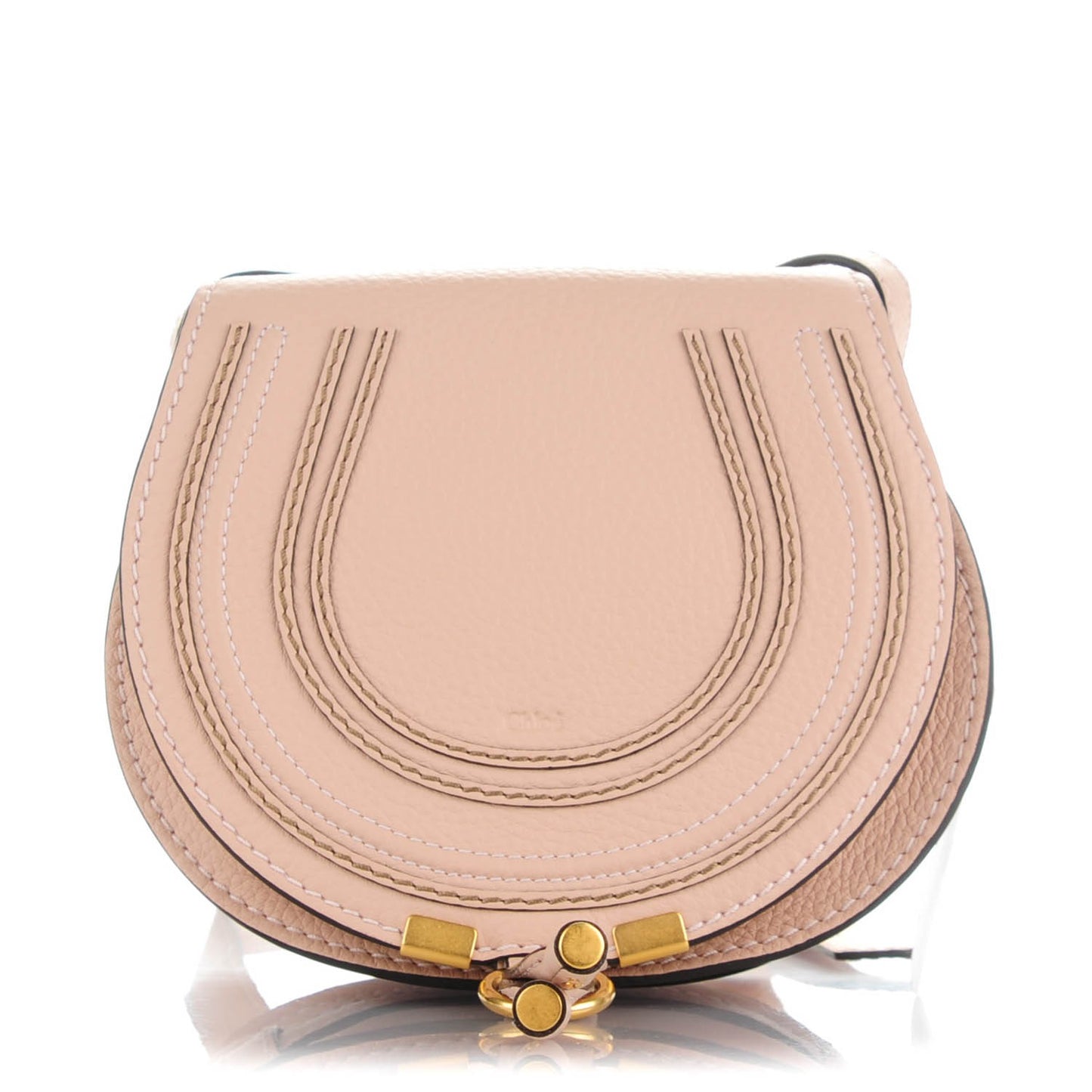 Calfskin Mini Marcie Round Crossbody Bag Blush Nude