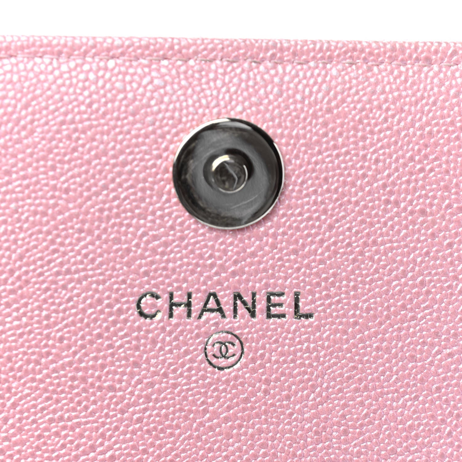Chanel Iridescent Caviar Quilted Square Wallet On Chain WOC Rose Pink 10 of 19