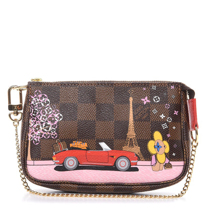 Louis Vuitton Damier Ebene 2019 Christmas Animation Mini Pochette Accessories Red 1 of 8