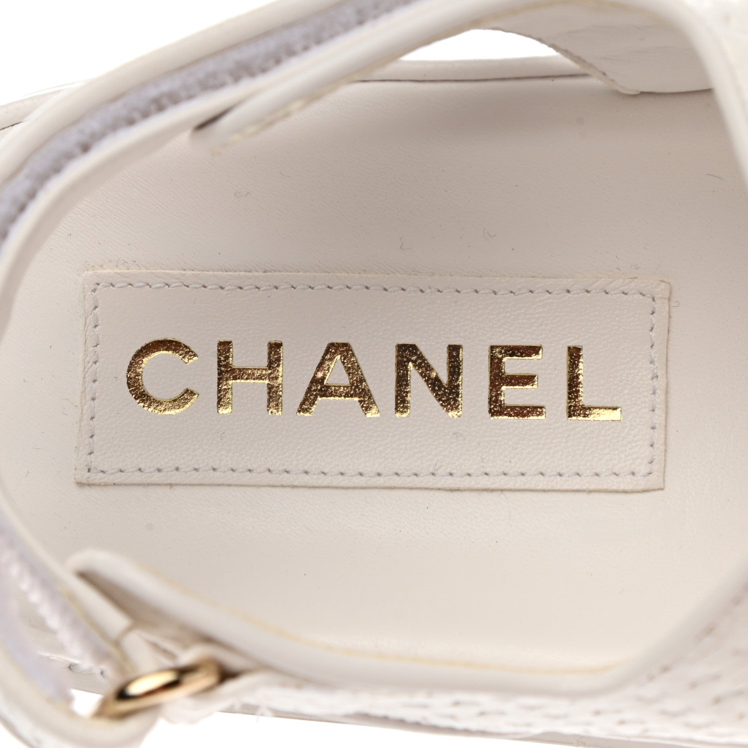 Chanel Calfskin Printed Velcro Dad Sandals 39 White 7 of 9