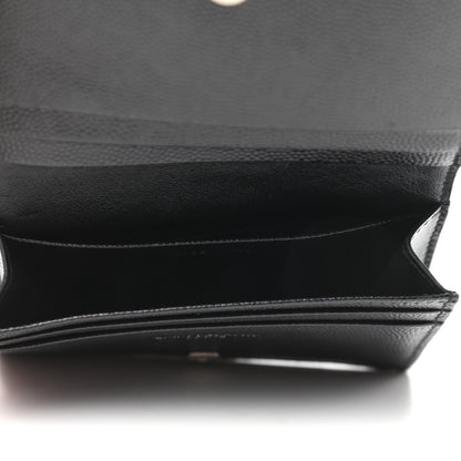 Saint Laurent Grain De Poudre Matelasse Chevron Monogram Card Case Black 5 of 8