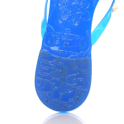 Valentino Garavani PVC Jelly Rockstud Bow Thong Sandals 37 Blue Fluo 8 of 11