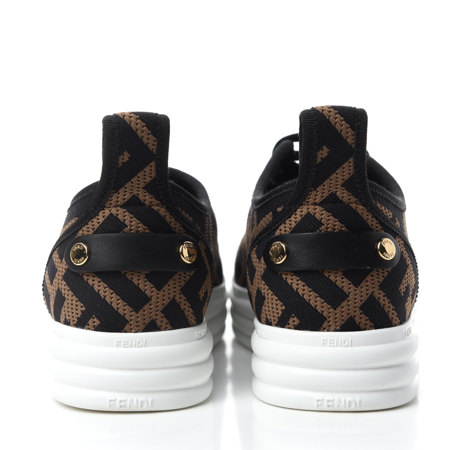 Fendi Fabric FF Micro-Perforated Rise Low Top Sneakers 36 Tobacco Black 5 of 10