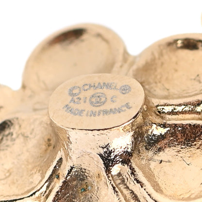 Chanel Crystal Enamel Flower CC Earrings Gold White Black 4 of 5
