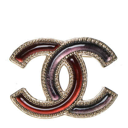 Chanel Resin CC Brooch Gold Red Purple 1 of 4