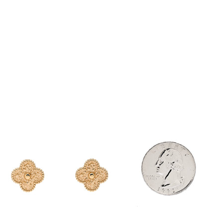 Van Cleef & Arpels 18K Yellow Gold Vintage Alhambra Earrings 2 of 5