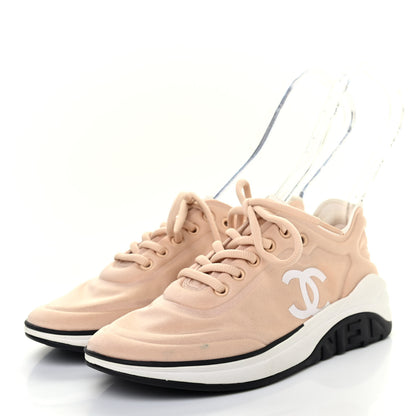 Chanel Lycra Fabric CC Sneakers 37 Beige 3 of 7