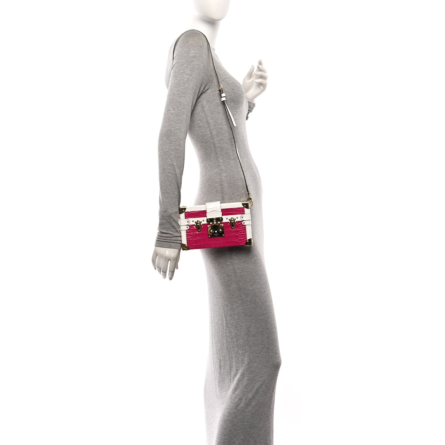 Louis Vuitton Alligator Petite Malle Pink White 2 of 9