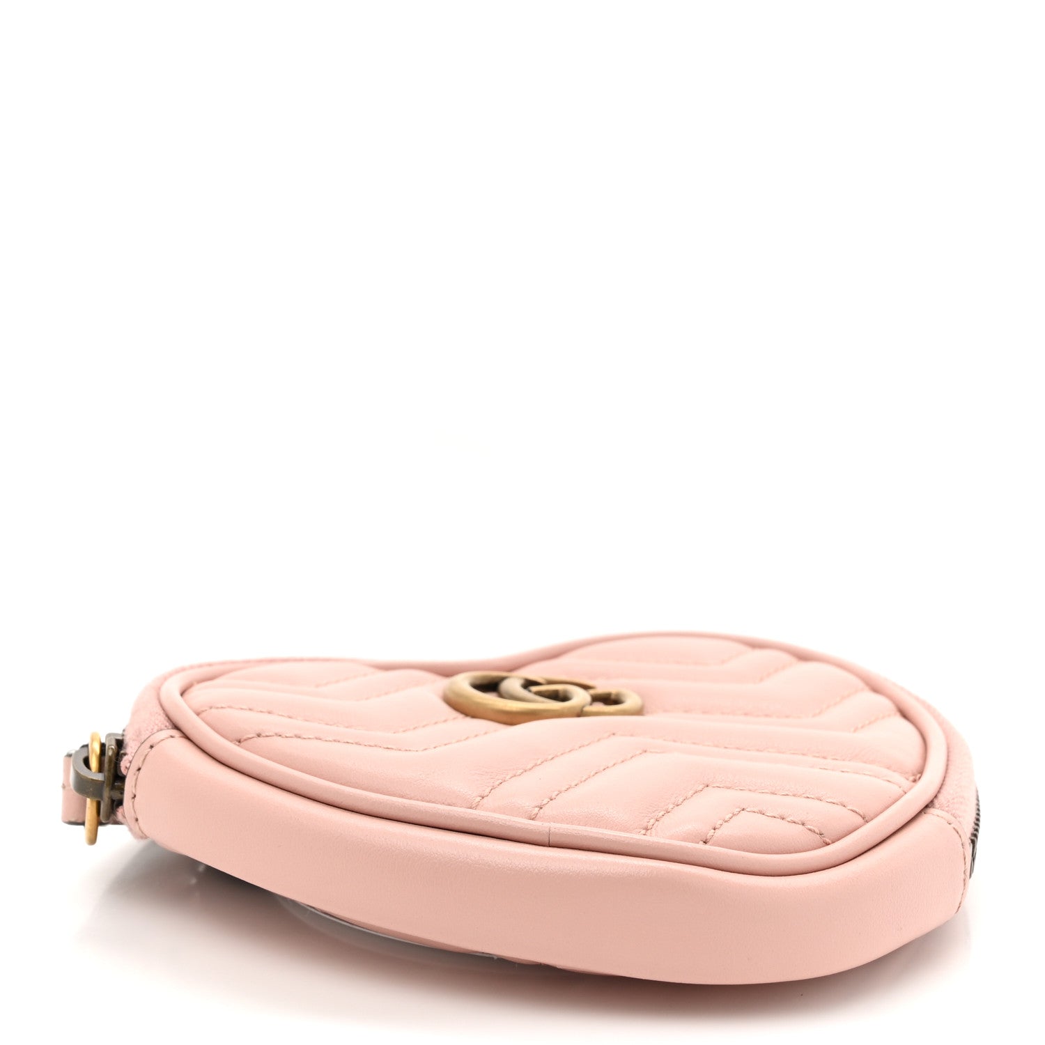 Gucci Calfskin Matelasse Chevron GG Marmont Heart Coin Purse Perfect Pink 4 of 7