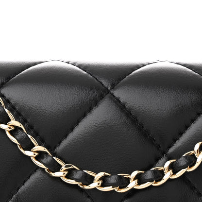 Chanel Lambskin Quilted Flap Clutch Bag With Chain Black 8 of 11