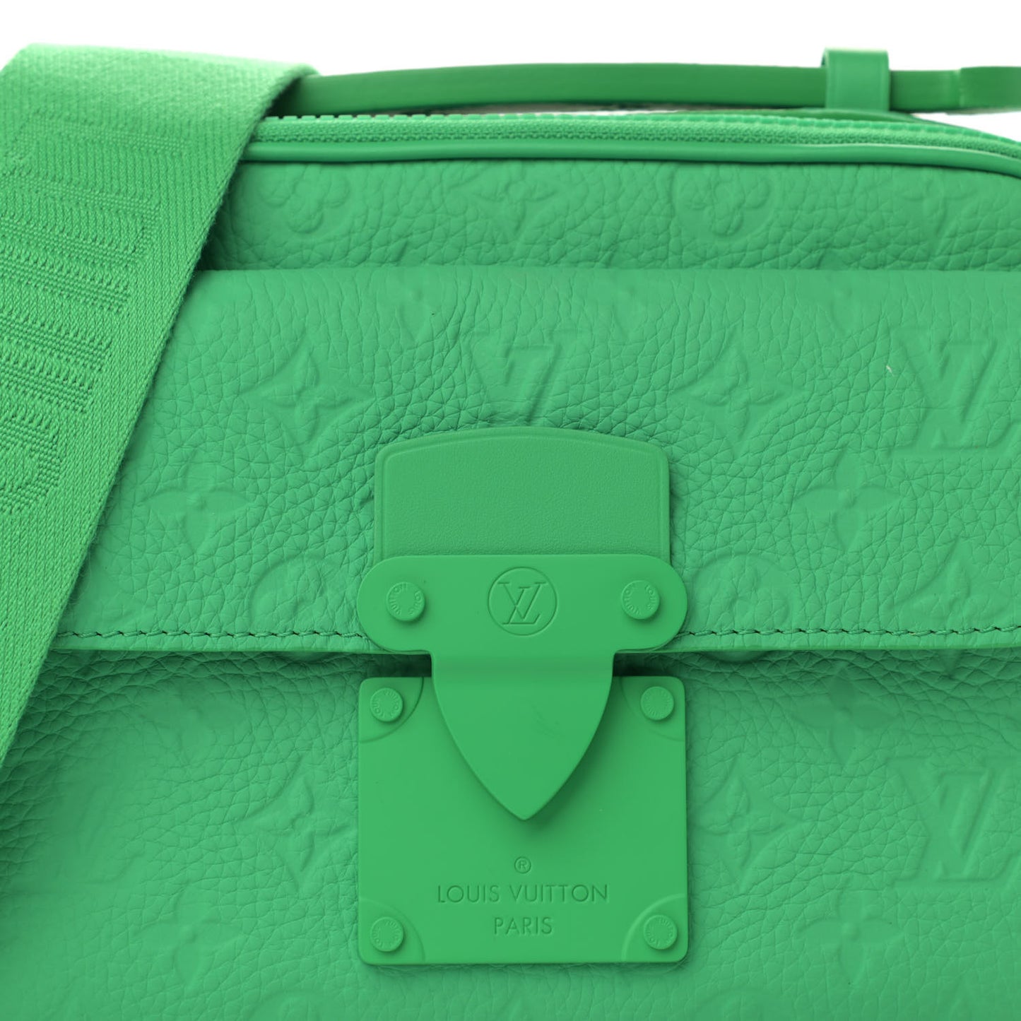 Taurillon Monogram S Lock Messenger Minty Green