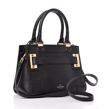 Valentino Garavani Grained Calfskin Twist Lock My Rockstud Shoulder Bag Black 3 of 9