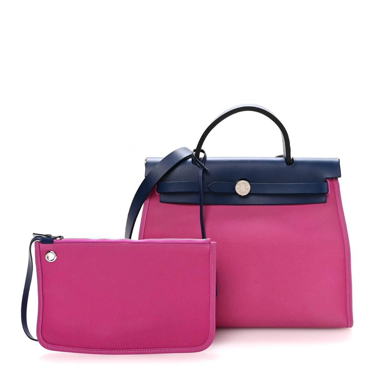 Hermes Vache Hunter Toile Herbag Zip 31 PM Magnolia Bleu Saphir 3 of 11