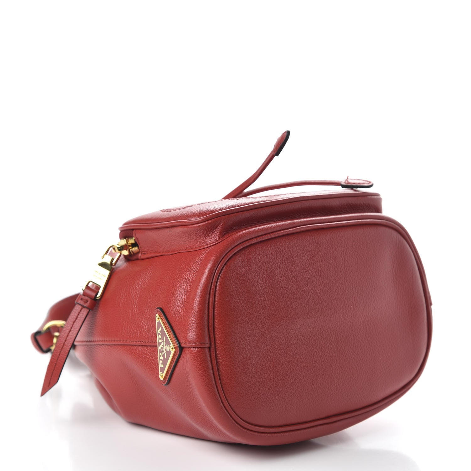 Prada Glace Calfskin Embossed Secchiello Bucket Bag Fuoco 5 of 10