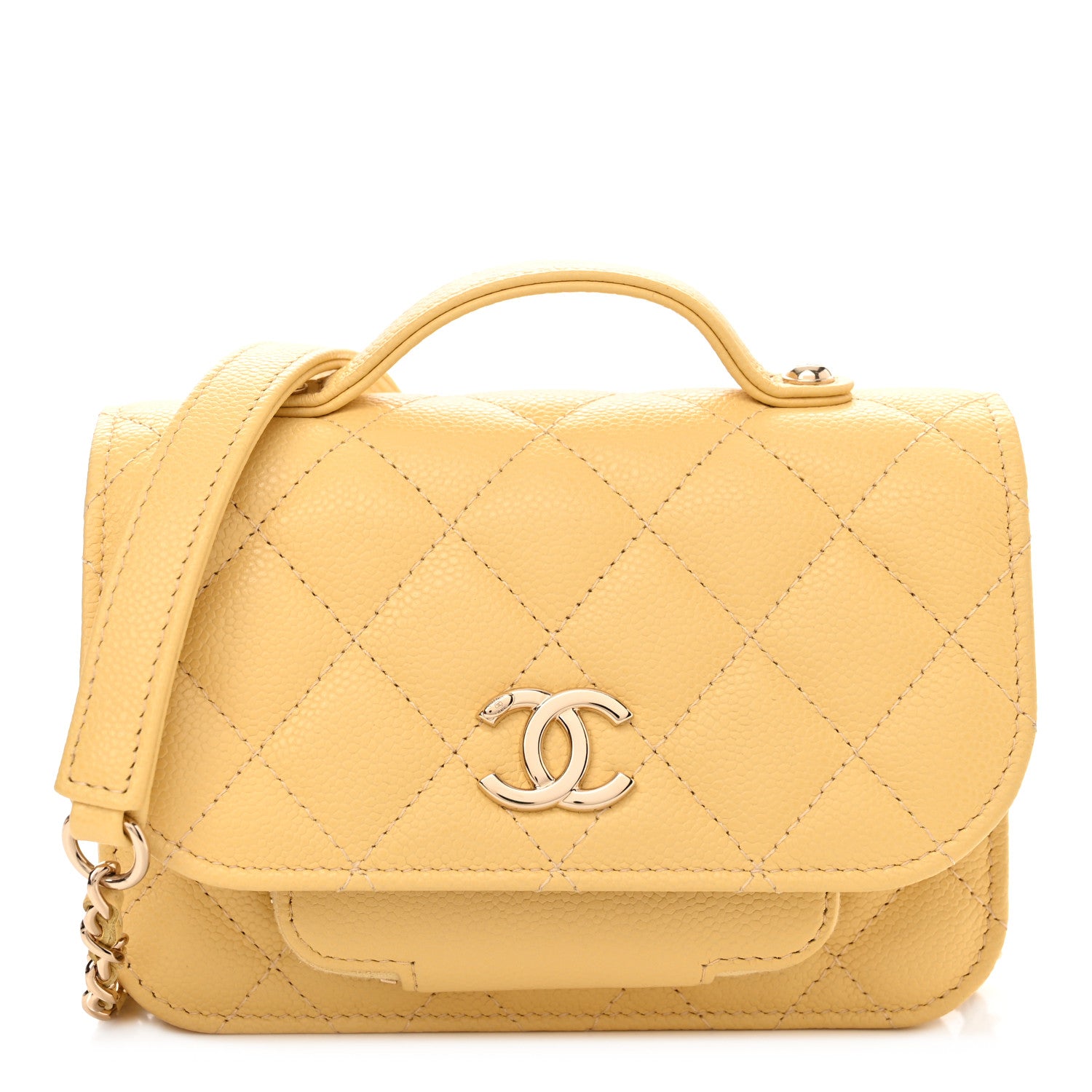 Chanel Caviar Quilted Business Affinity Clutch With Chain Flap Yellow 1 of 13