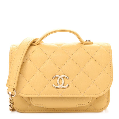 Chanel Caviar Quilted Business Affinity Clutch With Chain Flap Yellow 1 of 13