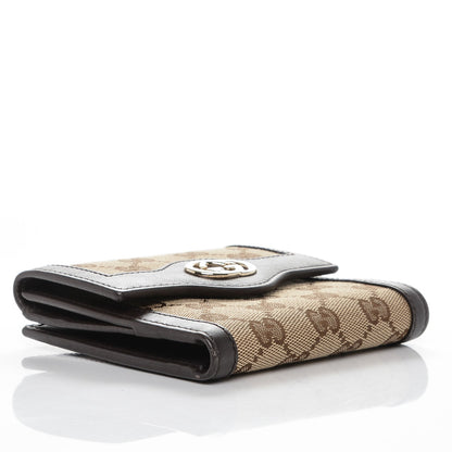 Gucci Monogram Margaux Calfskin Sukey French Flap Wallet Beige Ebony Cocoa 4 of 6