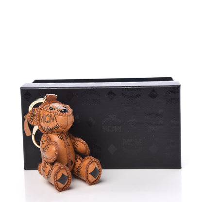 MCM Visetos Bear Key Ring Bag Charm Cognac 5 of 5