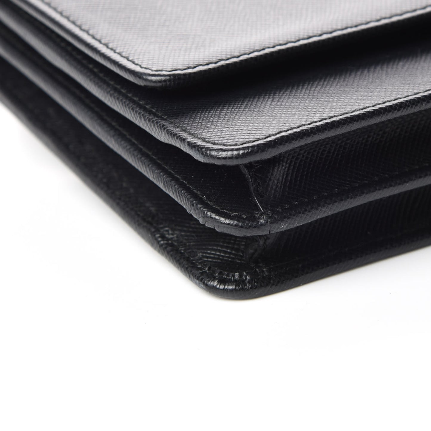 Saffiano Metal Flap Wallet With Strap Black