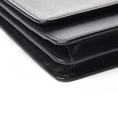 Prada Saffiano Metal Flap Wallet With Strap Black 8 of 10