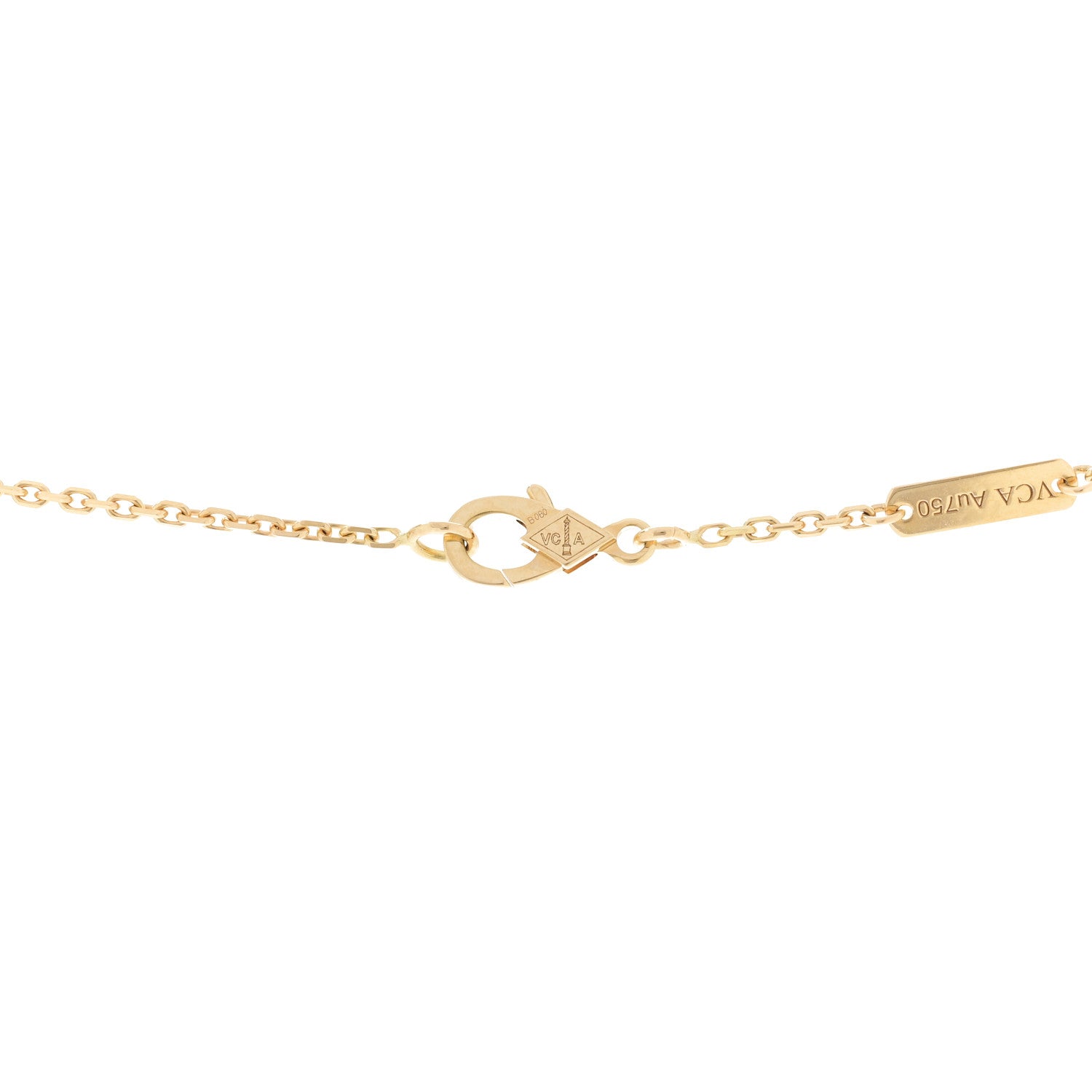 Van Cleef & Arpels 18K Yellow Gold Mother of Pearl Vintage Alhambra Pendant Necklace 5 of 7