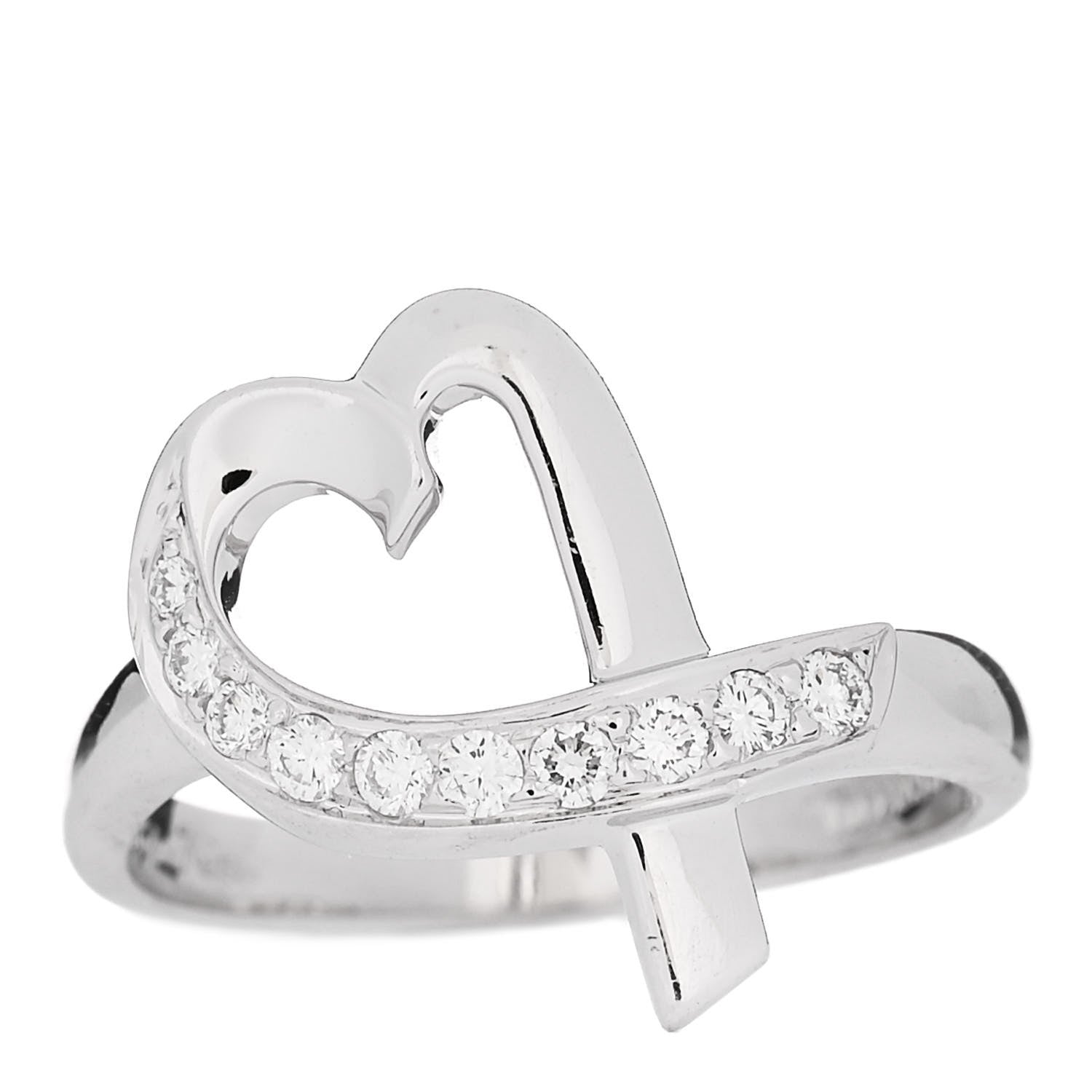 Tiffany 18K White Gold Diamond Paloma Picasso Loving Heart Ring 50 5.5 1 of 5