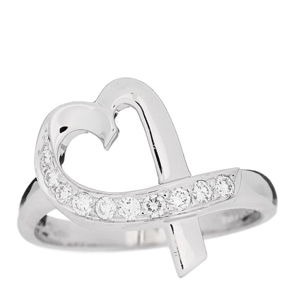 Tiffany 18K White Gold Diamond Paloma Picasso Loving Heart Ring 50 5.5 1 of 5