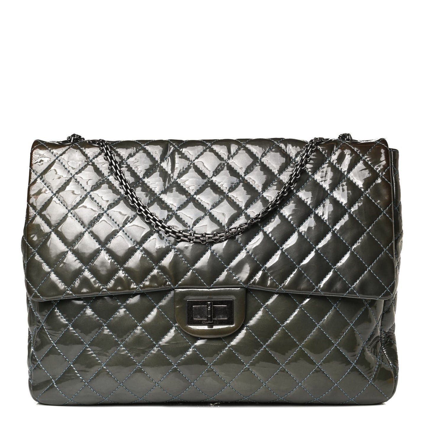 Patent Quilted Reissue XL Maxi Flap Grey