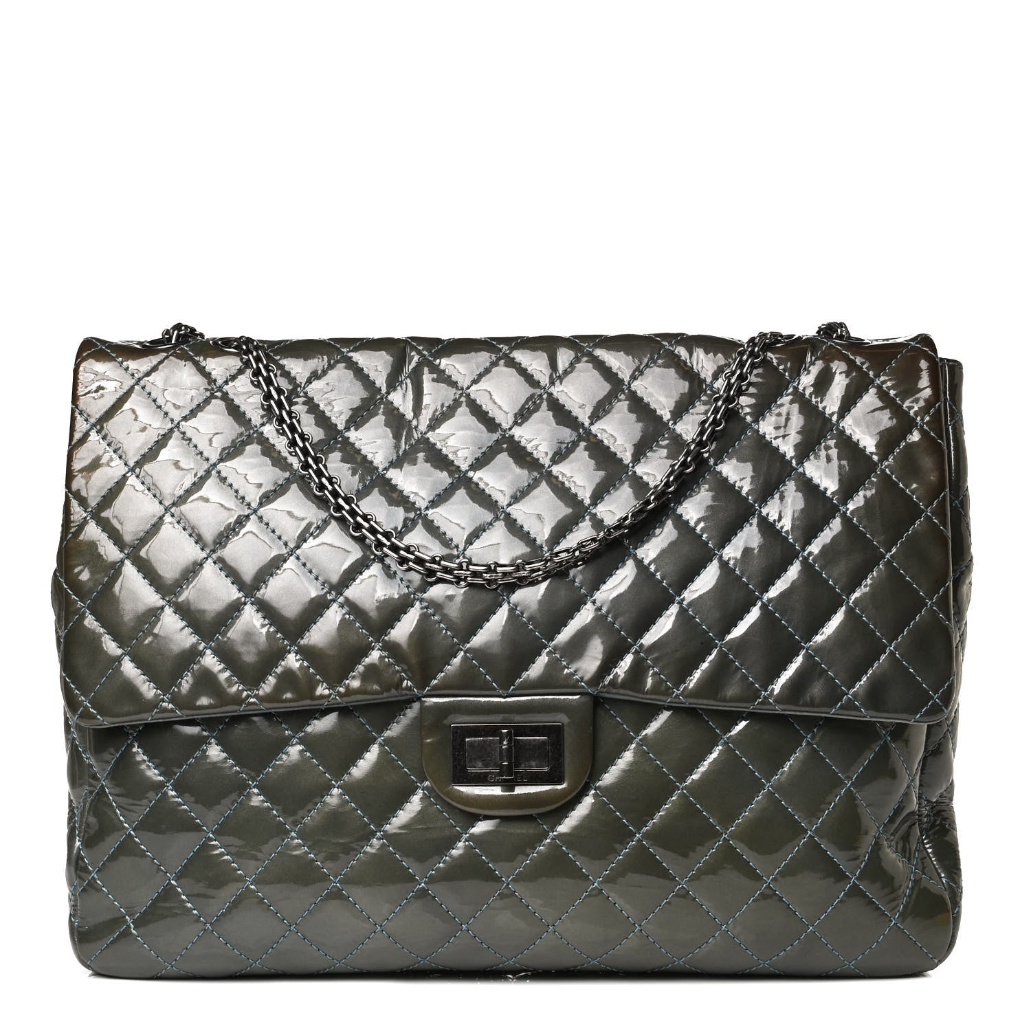 Chanel Patent Quilted Reissue XL Maxi Flap Grey 1 of 17