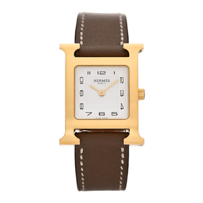 Hermes Stainless Steel Swift 21mm Heure H Hour Quartz Watch Etoupe 1 of 9