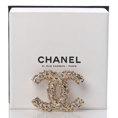 Chanel Crystal CC Brooch Light Gold 5 of 5