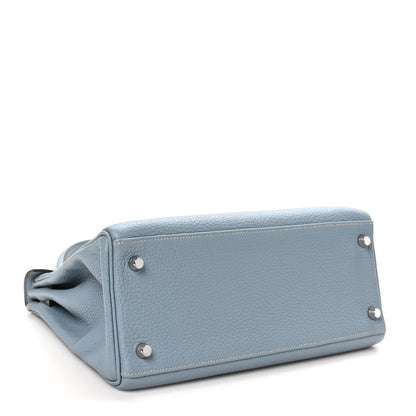 Hermes Togo Kelly Retourne 28 Bleu Lin 4 of 10