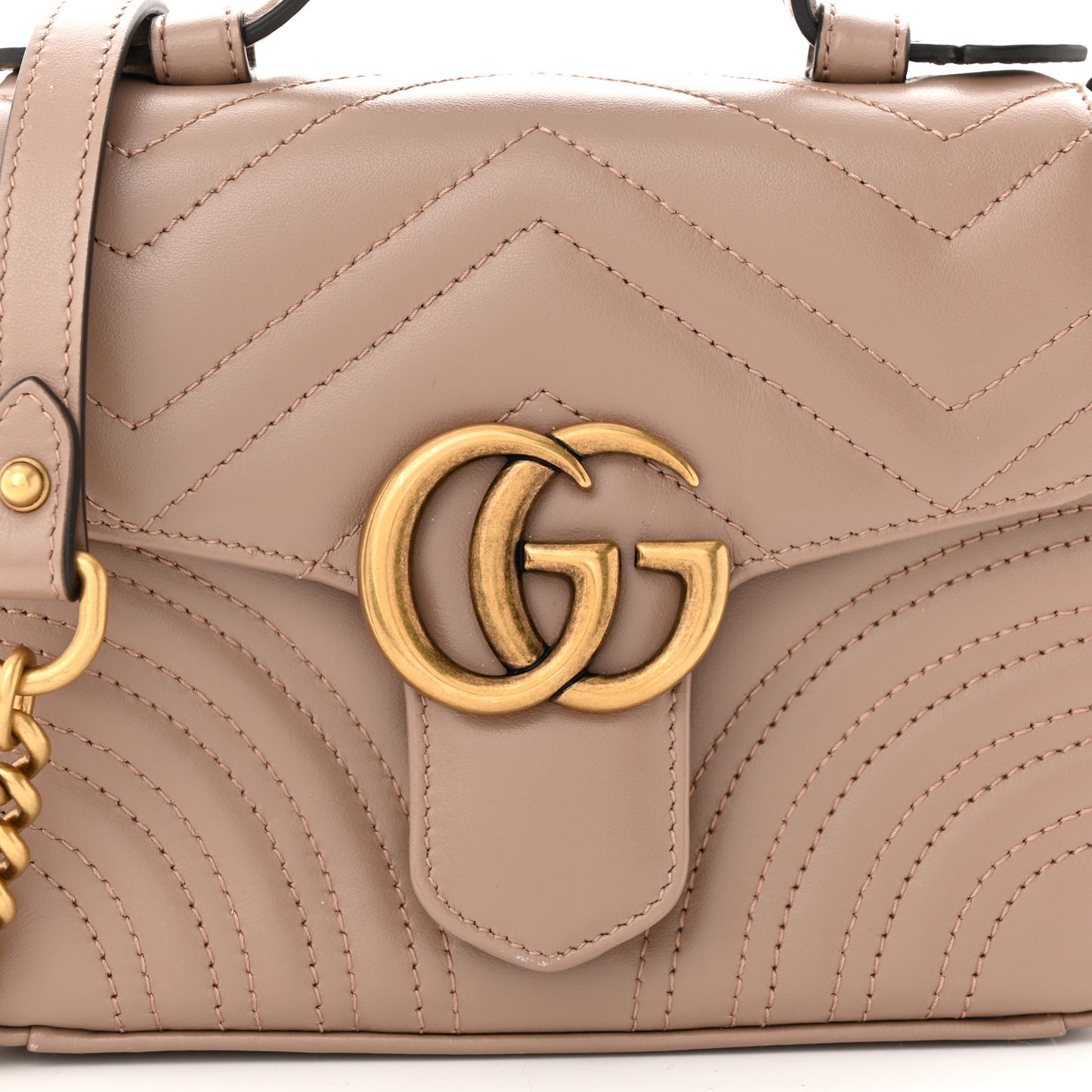 Calfskin Matelasse Mini GG Marmont Top Handle Shoulder Bag Porcelain Rose