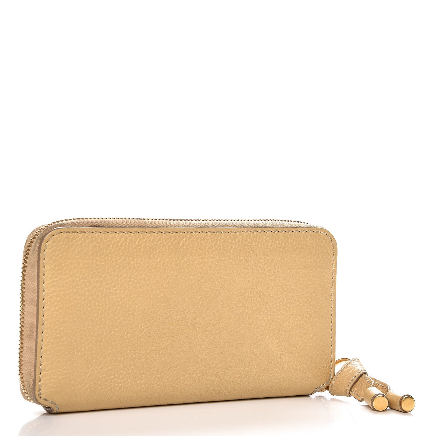 Grained Calfskin Marcie Long Zip Around Wallet Beige