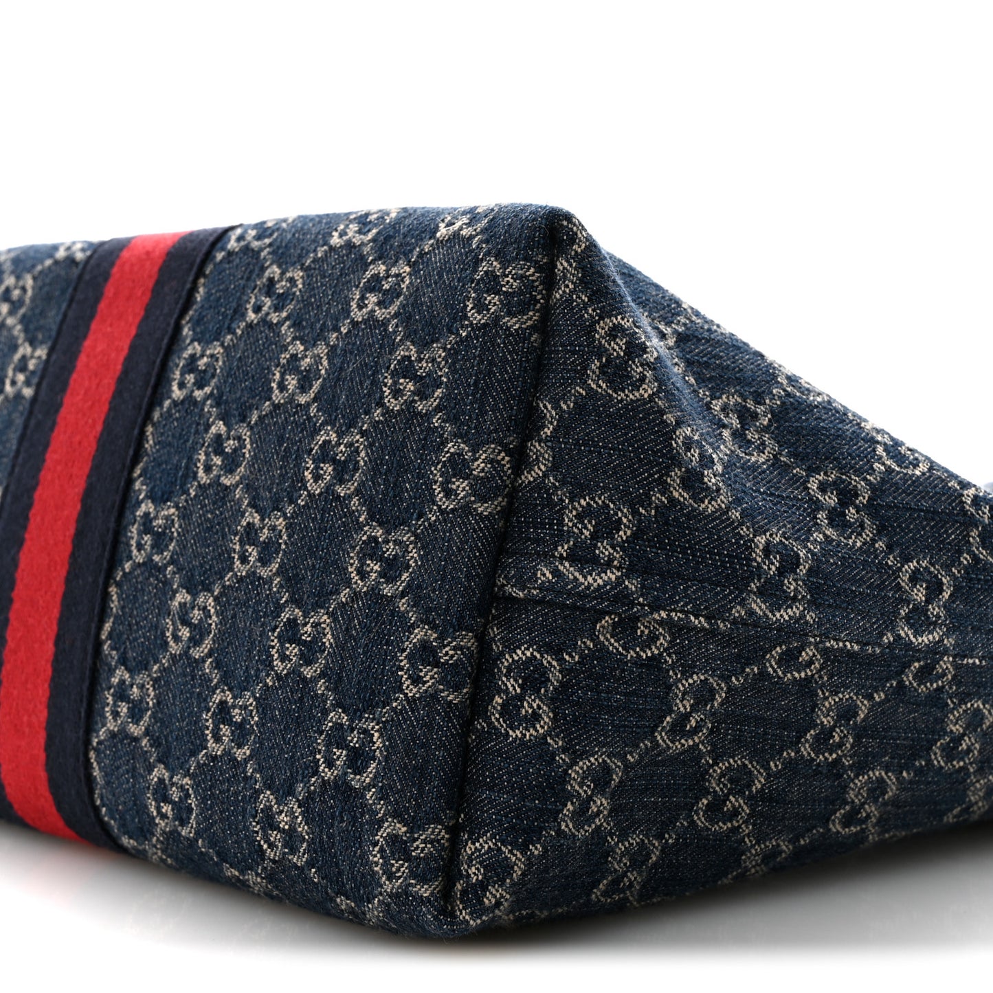 GG Monogram Denim Small Giglio Tote Blue White