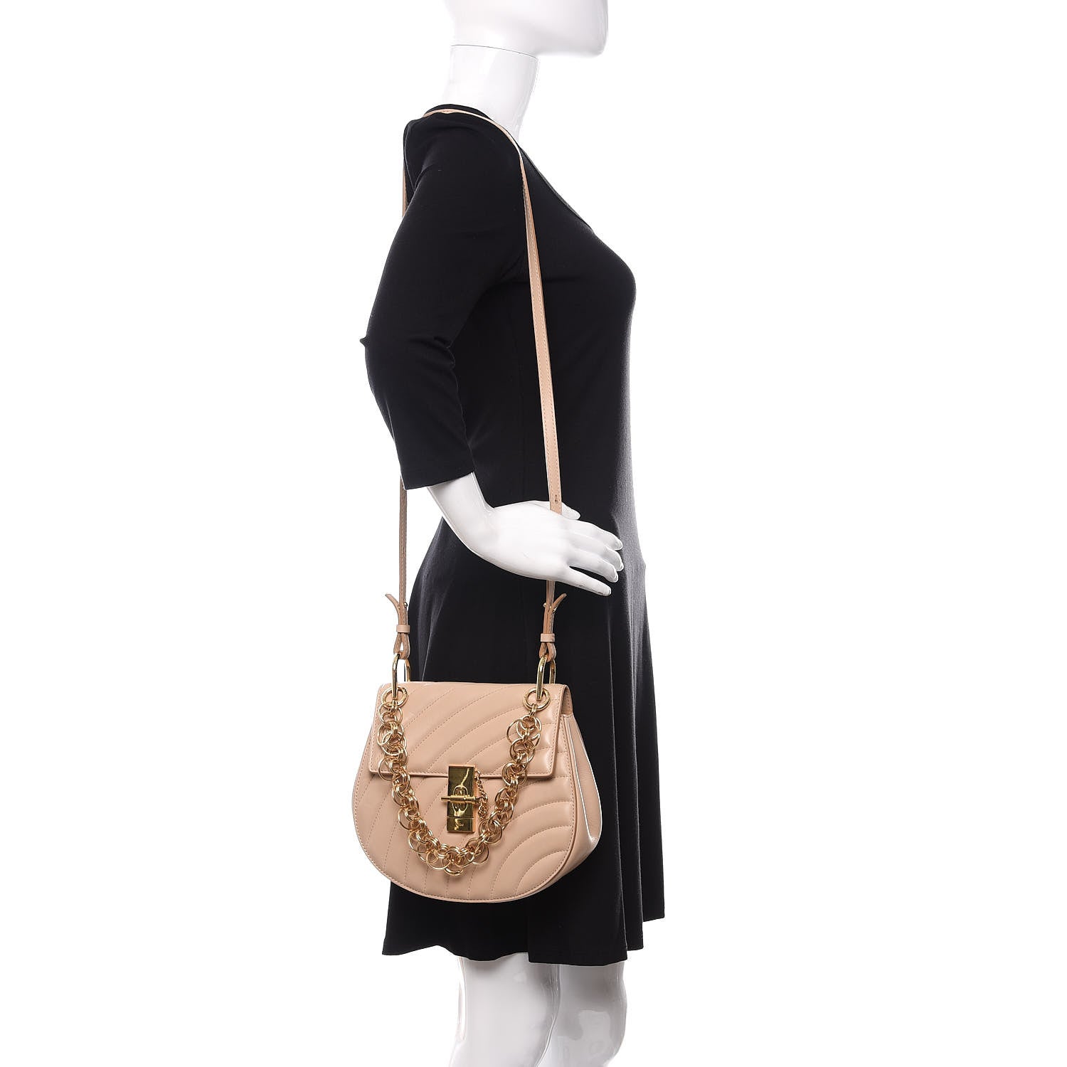 Chloe Calfskin Quilted Mini Drew Bijou Shoulder Bag Pearl Beige 2 of 11