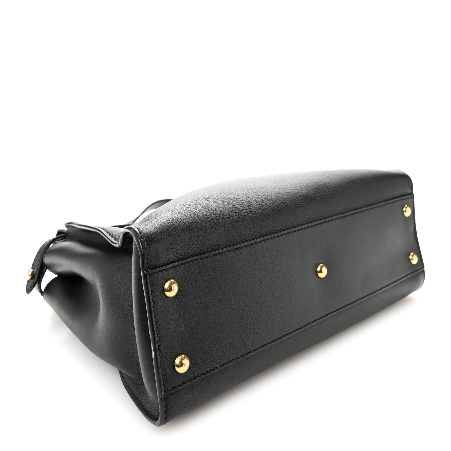 Fendi Vitello Seta Shiny Nappa Medium Peekaboo Iconic Satchel Black 4 of 10