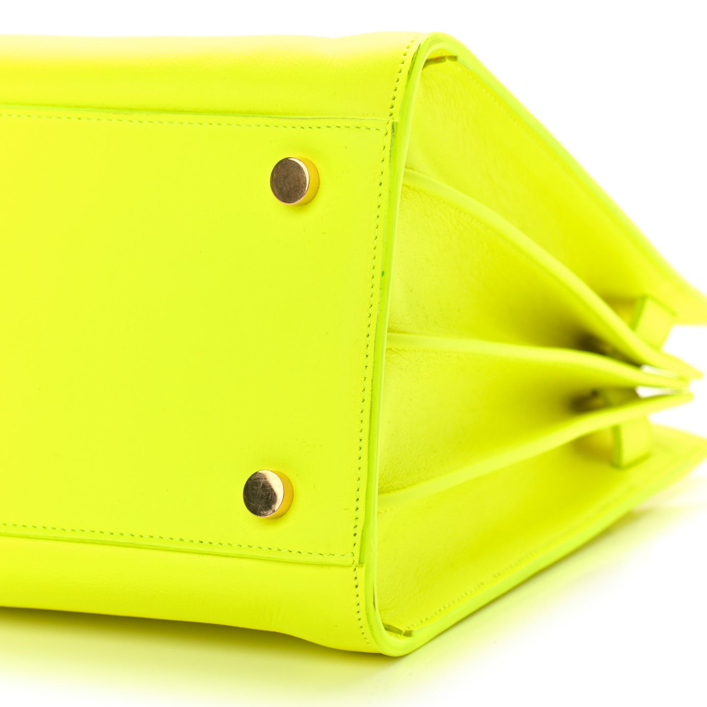 Calfskin Small Sac De Jour Bag Neon Yellow