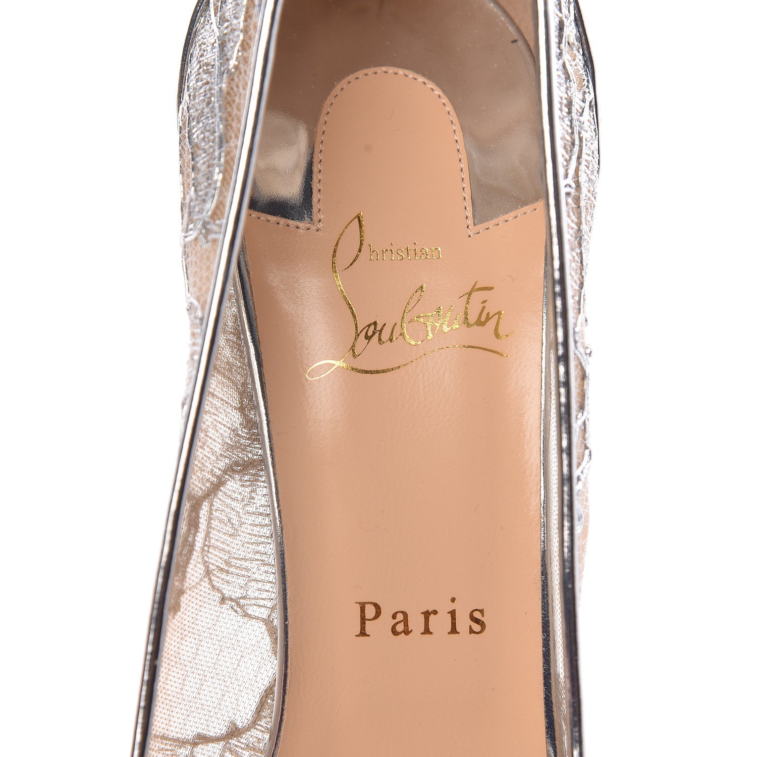 Christian Louboutin Rete Dentelle Lurex Very Lace 120 Pumps 39.5 Silver 7 of 8