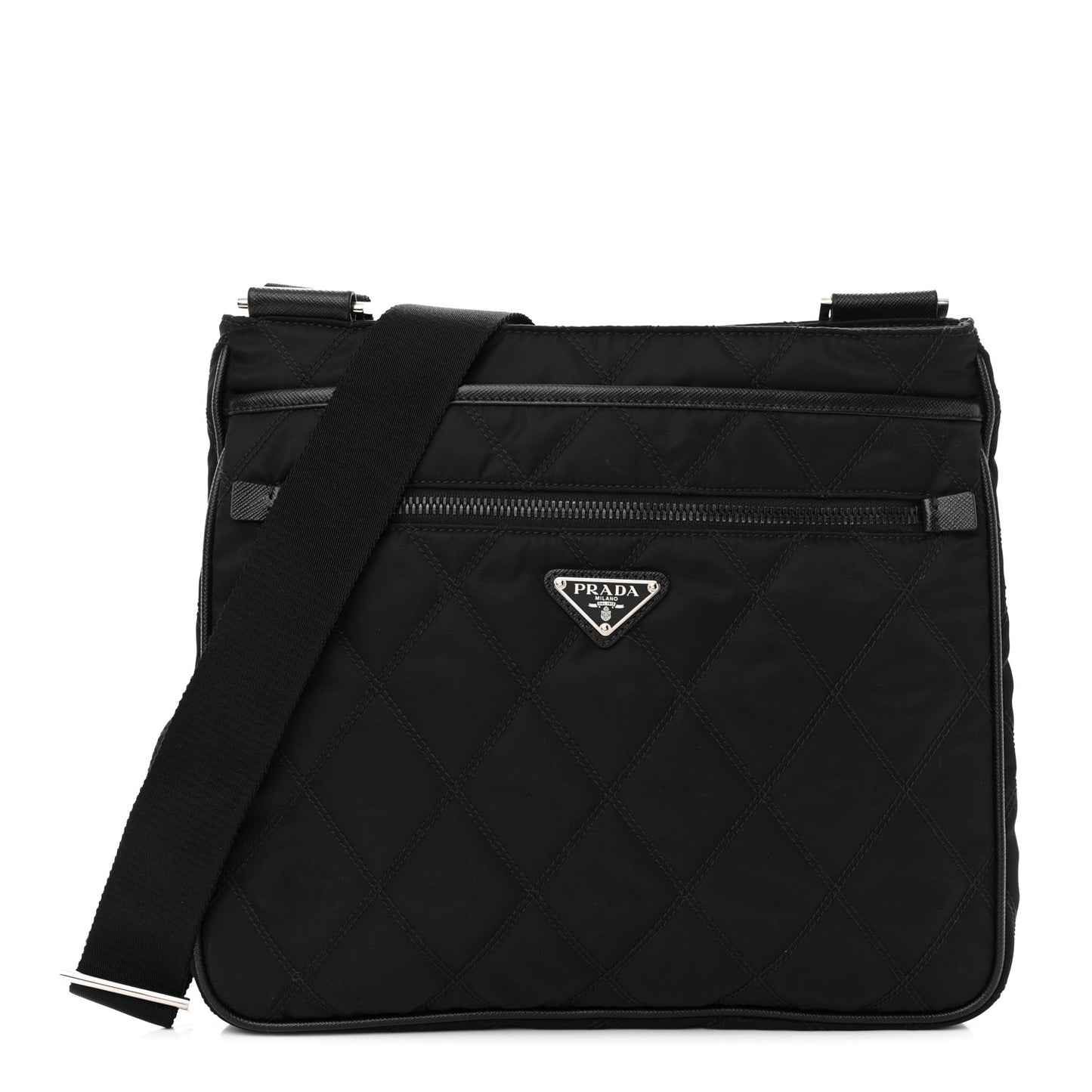 Nylon Tessuto Impuntu Messenger Bag Black