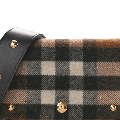 Burberry Cashmere Hackberry Check Note Medium Crossbody Bag Black 8 of 10